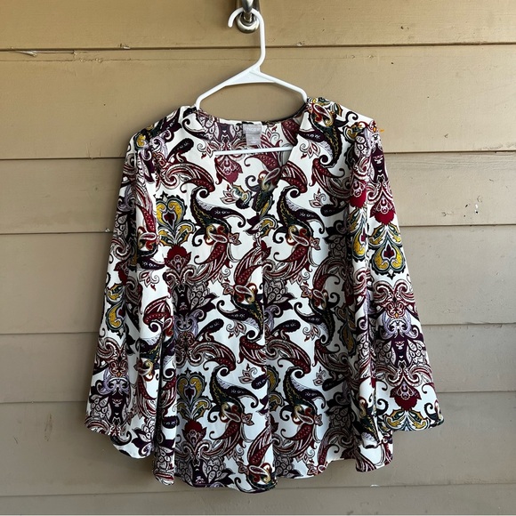 Chicos Paisley Split-Sleeve Top - Size Small - Boho Business Casual - Picture 2 of 7